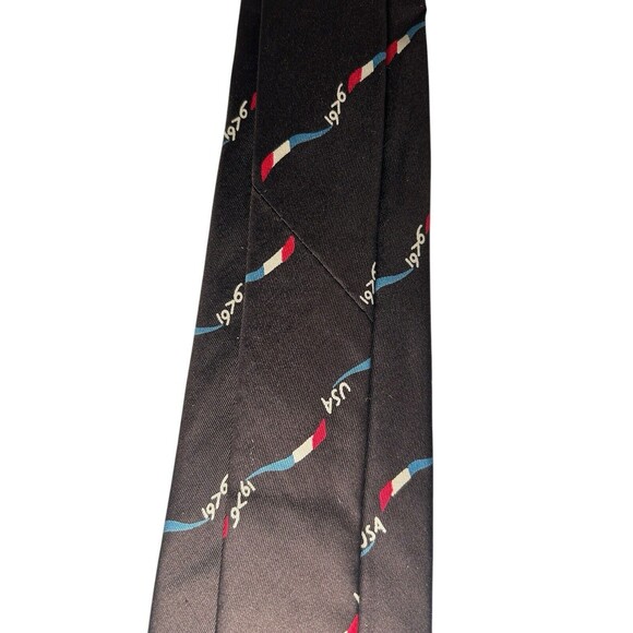 VINTAGE Bicentennial Necktie Dark Grey 1776 1976 Gino Pompeii Silk Made In Italy - Picture 11 of 16